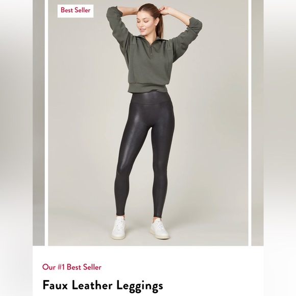 New! Spanx Faux Leather Leggings Small Black - Picture 1 of 4